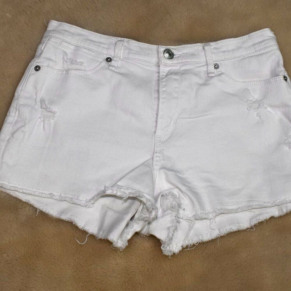 Abercrombie White Cut Off High Rise Denim Shorts Size 2 Distressed Casual - Picture 5 of 15